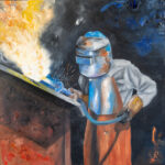 Workers Series #8 · Oil on Medite | 24 1/2" x 24 1/2"